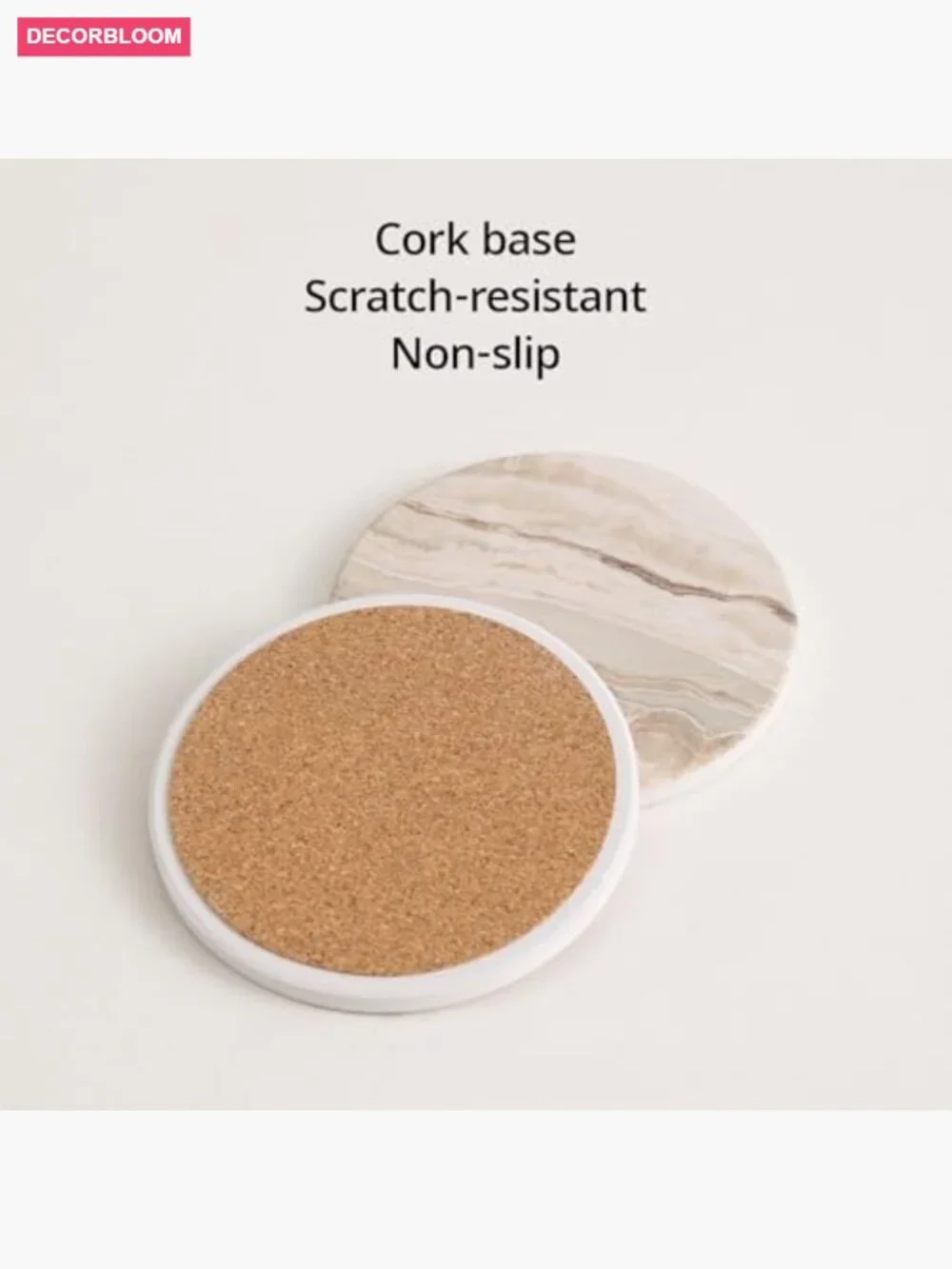 Set of 6 Absorbent Stone Coasters with Holder - Home Decor